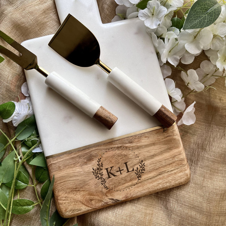 LuxeDesigns Handcrafted Personalized/Customizable Mango Wood & White